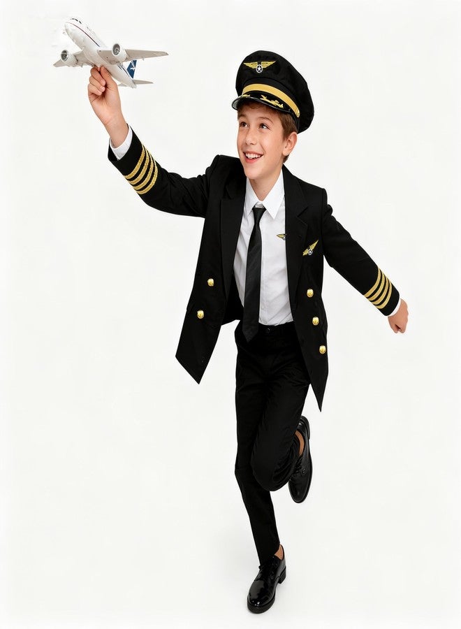 Davsolly Kids Pilot Uniform Boys Airline Captain Costume for Halloween Cosplay Birthday Party Gifts - Image 2